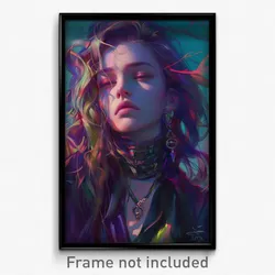 Art Poster - Woman Feeling Dread Wearing Magnificent Alt Clothes (Art Print)