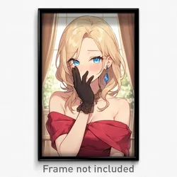 Anime Art Poster - Woman Feeling Astonished Wearing Elegant Single Glove (Print)