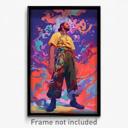 Art Poster - Man Feeling Dispirited, Handmade Clothes Around Waist (Art Print)