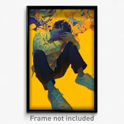Art Poster - Boy Feeling Elation Wearing Warped Yellow Footwear (Art Print)