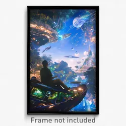 Art Poster - A Cosmic Traveler Riding A Comet