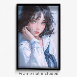 Anime Art Poster - Girl Feeling Moody Wearing Flashy White Sailor Collar (Print)