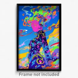 Anime Art Poster - Woman Feeling Excited Wearing Quizzical Bikesuit (Print)