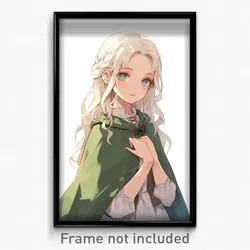 Anime Art Poster - Girl Feeling Admiration Wearing Angelic Green Cape (Print)