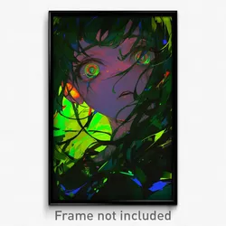 Anime Art Poster - Girl Feeling Vigilance Wearing Elegant Green (Print)