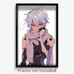 Anime Art Poster - Boy Feeling Surprise Wearing Radiant Grey Scarf (Print)