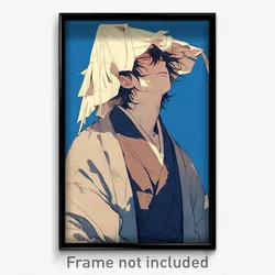 Anime Art Poster - Man Feeling Apprehension, Wooden White Headwear (Print)