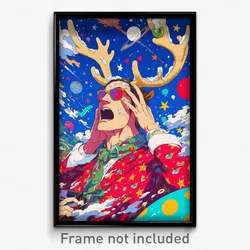 Movie Art Poster - Man Feeling Panicked, Worldly Reindeer Costume (Film Print)