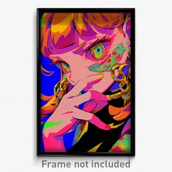 Anime Art Poster - Girl Feeling Outrage Wearing Well Made Gold Earrings (Print)