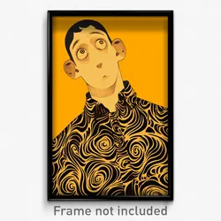 Art Poster - Man Feeling Sentimentality Wearing Golden Print Shirt (Print)