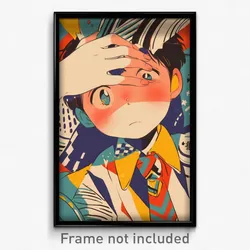 Anime Art Poster - Boy Feeling Relieved Wearing Crafty Necktie (Print)
