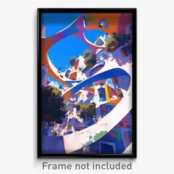 Art Poster - White Mexican City (Psychedelic Trippy Weird 11x17 Cartoon Print)