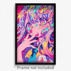 Anime Art Poster - Girl Feeling Schadenfreude, Simplistic Aqua Necktie (Print)