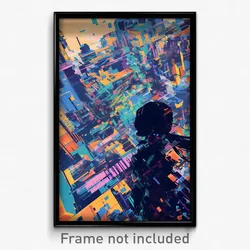 Movie Art Poster - Wire Frame Glitchy Treasury (Psychedelic Retro Film Print)