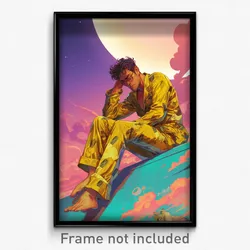 Movie Art Poster - Man Feeling Hopeless, Complex Pajamas (Retro Film Print)