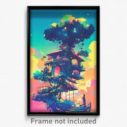 Art Poster - Fluffy Barracks (Psychedelic Trippy Weird 11x17 Cartoon Print)