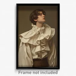 Art Poster - Man Feeling Self Conscious Wearing Remarkable Frilled (Art Print)