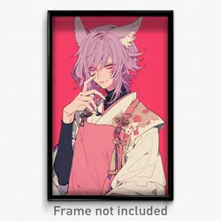 Anime Art Poster - Boy Feeling Restlessness Wearing Candid Pink Apron (Print)