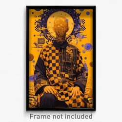 Movie Art Poster - Man Feeling Awe, Glum Checkered Clothes (Retro Film Print)