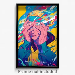 Anime Art Poster - Man Feeling Empathy Wearing Quizzical Sweatband (Print)