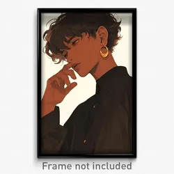 Art Poster - Boy Feeling Possessive Wearing Golden Gold Earrings (Art Print)