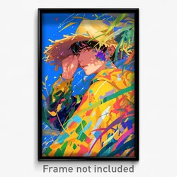 Anime Art Poster - Boy Feeling Shameless Wearing Luxurious Straw Hat (Print)