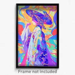 Anime Art Poster - Woman Feeling Kind Wearing Scientific Bowl Hat (Print)