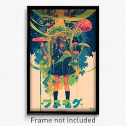 Japanese Movie Poster - Girl Feeling Lonely, Bubbly Green Ribbon (Art Print)