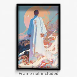 Art Poster - Man Feeling Caring Wearing Fantastic White Robe (Art Print)