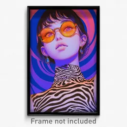 Movie Art Poster - Girl Feeling Relaxed, Violet Brown Framed Eyewear (Print)