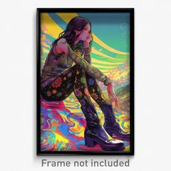 Art Poster - Girl Feeling Content Wearing Perfect Leggings (Art Print)