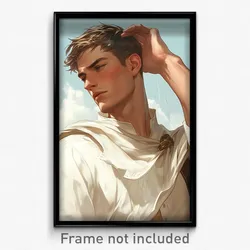 Art Poster - Man Feeling Bewildered Wearing Strong White Capelet (Print)