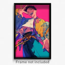 Anime Art Poster - Man Feeling Eagerness, Crazy Jacket Around Waist (Print)