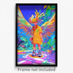 Art Poster - Boy Feeling Dread Wearing Stylish Multiple Wings (Art Print)
