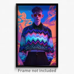 Art Poster - Man Feeling Insecurity Wearing Zigzag Cropped Sweater (Art Print)