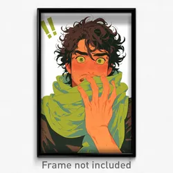 Anime Art Poster - Man Feeling Astonished Wearing Studious Green Scarf (Print)