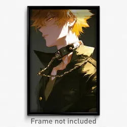 Anime Art Poster - Boy Feeling Courage Wearing Warm Gold Choker (Print)