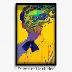 Anime Art Poster - Man Feeling Calmness, Sophisticated Yellow Bowtie (Print)