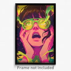 Movie Art Poster - Girl Feeling Delighted, Fabulous Green Tinted Eyewear (Print)