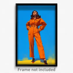 Art Poster - Girl Feeling Acceptance Wearing Drab Orange Jumpsuit (Art Print)