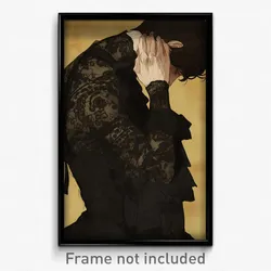 Art Poster - Man Feeling Melancholy Wearing Feminine Lace (Art Print)