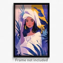 Art Poster - Girl Feeling Ennui Wearing Violet White Headwear (Art Print)