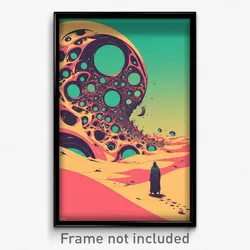 Movie Art Poster - Wiggly Desert (Psychedelic Trippy Retro Cartoon Film Print)