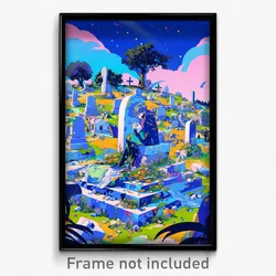 Art Poster - Famous Graveyard (Psychedelic Trippy Weird 11x17 Print)