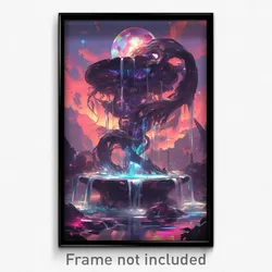 Art Poster - Bright Fountain (Psychedelic Trippy Weird 11x17 Cartoon Print)