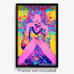 Anime Art Poster - Girl Feeling Patience Wearing Flamboyant V Neck (Print)