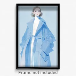 Art Poster - Woman Feeling Troubled Wearing Colorless Blue Coat (Print)
