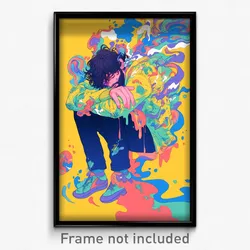 Anime Art Poster - Man Feeling Tired Wearing Messy Micro (Print)
