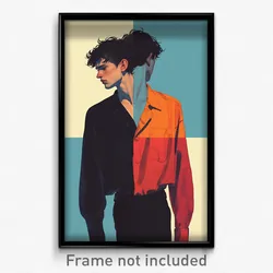 Art Poster - Man Feeling Bewildered Wearing Rich Two Tone Shirt (Art Print)