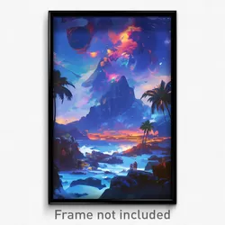 Movie Art Poster - Notable Island (Psychedelic Trippy Retro Cartoon Film Print)